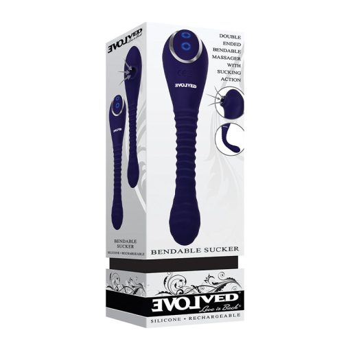 Evolved Bendable Sucker – Dual-Ended Suction & Vibe, Poseable, Blue