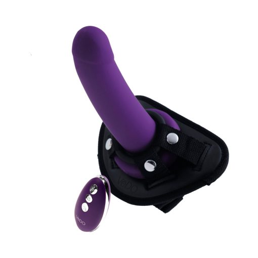 Vedo Strapped Rechargeable Vibrating Strap-On Deep Purple - Image 3