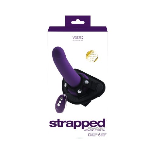 Vedo Strapped Rechargeable Vibrating Strap-On Deep Purple - Image 5