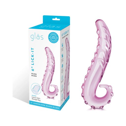 Glas 6 In. Lick-It Glass Dildo Pink