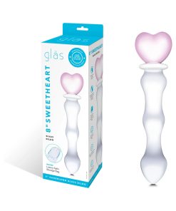 Glas 8 In. Sweetheart Glass Dildo With Pink Heart-Shaped Handle