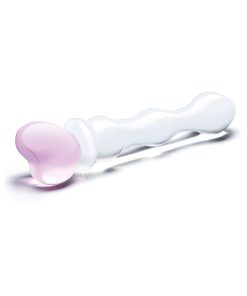 Glas 8 In. Sweetheart Glass Dildo With Pink Heart-Shaped Handle