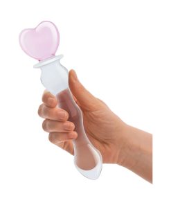 Glas 8 In. Sweetheart Glass Dildo With Pink Heart-Shaped Handle