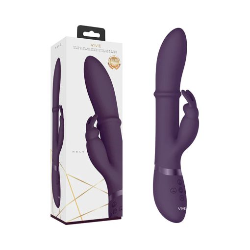 Vive Halo Rechargeable Stimulating Ring Silicone Rabbit Vibrator Purple