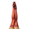 Kixies Monica Sheer Red Cuban Heel Thigh-High With Black Back Seam Size C