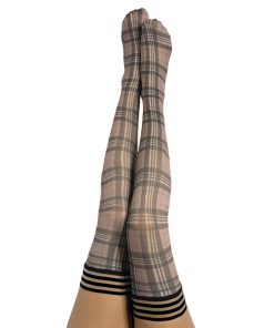 Kixies Lori Plaid Thigh-High Tan/Grey Size A
