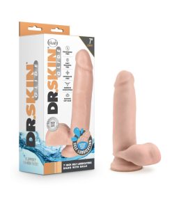 Dr. Skin Glide Realistic 7 In. Self-Lubricating Dildo With Balls Beige