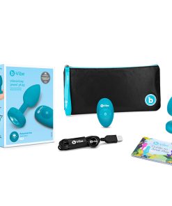 B-Vibe Vibrating Jewel Rechargeable Remote-Controlled Anal Plug With Gem Base Aquamarine S/M