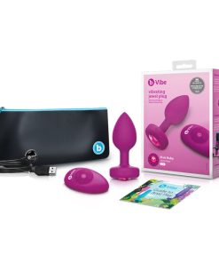 B-Vibe Vibrating Jewel Rechargeable Remote-Controlled Anal Plug With Gem Base Pink Ruby S/M