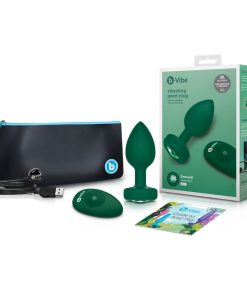 B-Vibe Vibrating Jewel Rechargeable Remote-Controlled Anal Plug With Gem Base Emerald M/L