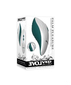 Evolved Palm Pleasure Rechargeable Silicone Multifunction Vibrator Teal/White