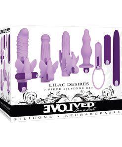 Evolved Lilac Desires 7-Piece Rechargeable Silicone Vibrator And Sleeve Set Purple