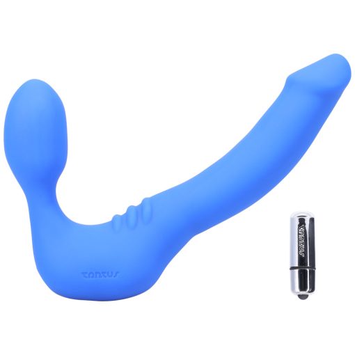 Tantus Strapless Slim Vibrating Strap-On Dildo Azure - Image 3