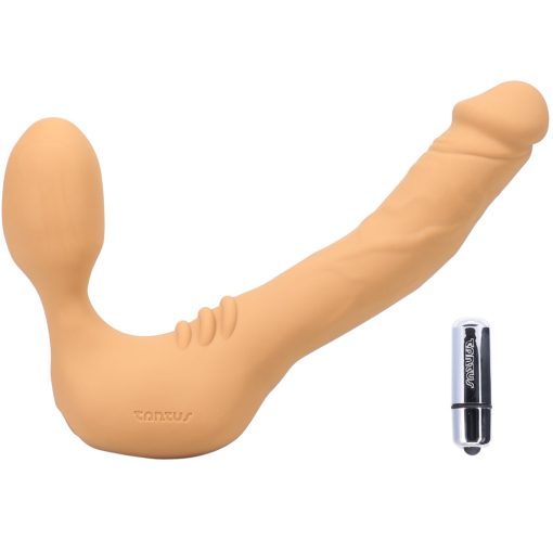 Tantus Real Strapless Slim Vibrating Strap-On Dildo Honey - Image 3