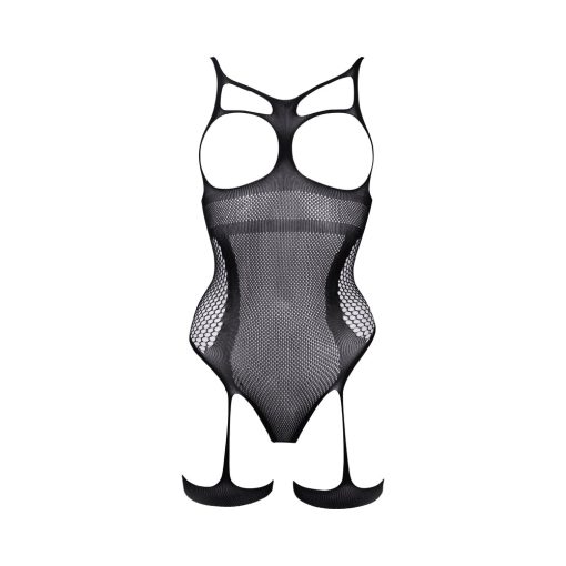 Le Desir Bliss Open-Cup Strappy Gartered Teddy Black O/S - Image 5