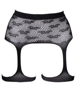 Le Desir Bliss Kiss-Patterned Fishnet Garter Belt Black O/S