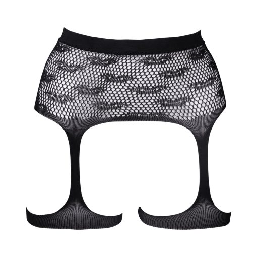 Le Desir Bliss Kiss-Patterned Fishnet Garter Belt Black O/S - Image 6