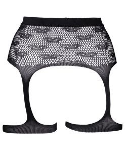 Le Desir Bliss Kiss-Patterned Fishnet Garter Belt Black O/S