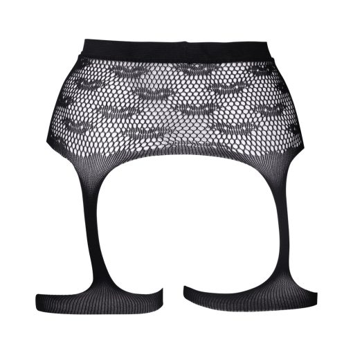 Le Desir Bliss Kiss-Patterned Fishnet Garter Belt Black O/S - Image 7