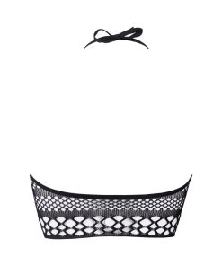 Le Desir Bliss Strappy Fishnet Halter Top Black O/S
