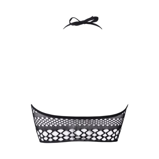 Le Desir Bliss Strappy Fishnet Halter Top Black O/S - Image 7