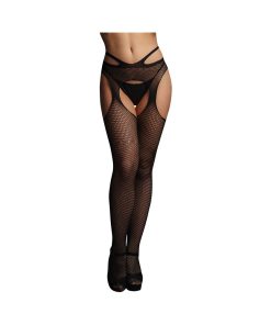 Le Desir Suspender Pantyhose With Strappy Waist Black O/S