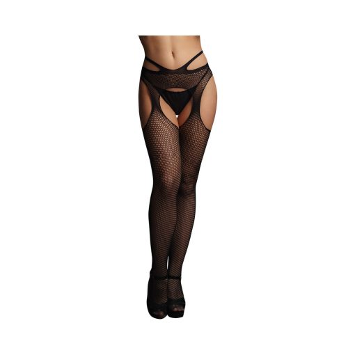 Le Desir Suspender Pantyhose With Strappy Waist Black O/S - Image 2