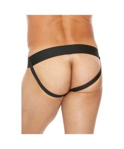 Shots Premium Leather Plain Front Zip Jock Black S/M Hanging
