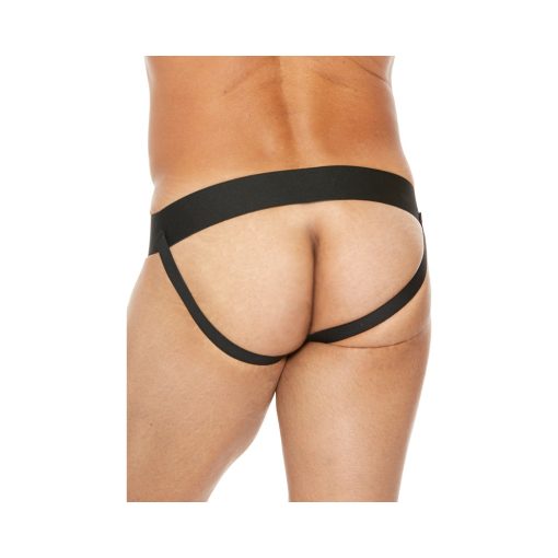 Shots Premium Leather Plain Front Zip Jock Black S/M Hanging - Image 3
