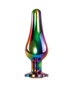 Evolved Rainbow Metal Anal Plug With Rainbow Gemstone Base Small