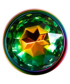 Evolved Rainbow Metal Anal Plug With Rainbow Gemstone Base Small