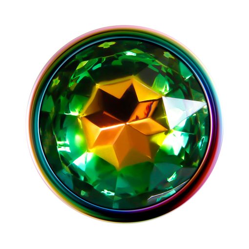Evolved Rainbow Metal Anal Plug With Rainbow Gemstone Base Small - Image 4