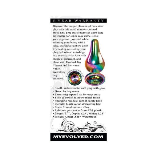 Evolved Rainbow Metal Anal Plug With Rainbow Gemstone Base Small - Image 6