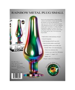 Evolved Rainbow Metal Anal Plug With Rainbow Gemstone Base Small