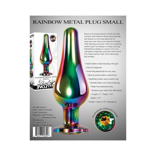 Evolved Rainbow Metal Anal Plug With Rainbow Gemstone Base Small - Image 7
