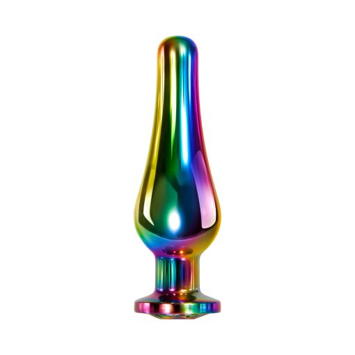 Evolved Rainbow Metal Anal Plug With Rainbow Gemstone Base Medium - Image 2
