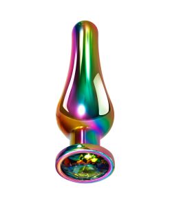 Evolved Rainbow Metal Anal Plug With Rainbow Gemstone Base Medium