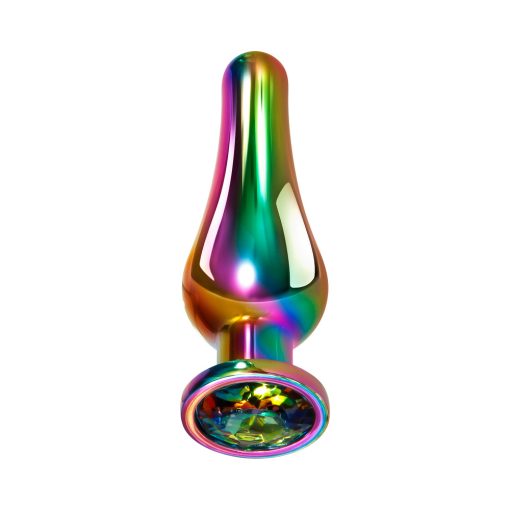 Evolved Rainbow Metal Anal Plug With Rainbow Gemstone Base Medium - Image 3