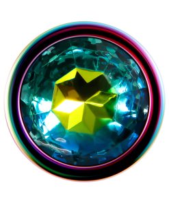 Evolved Rainbow Metal Anal Plug With Rainbow Gemstone Base Medium