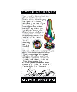 Evolved Rainbow Metal Anal Plug With Rainbow Gemstone Base Medium