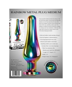 Evolved Rainbow Metal Anal Plug With Rainbow Gemstone Base Medium