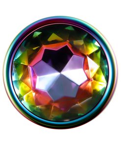 Evolved Rainbow Metal Anal Plug With Rainbow Gemstone Base Large
