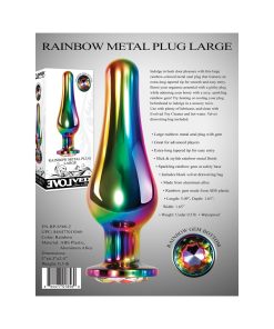 Evolved Rainbow Metal Anal Plug With Rainbow Gemstone Base Large