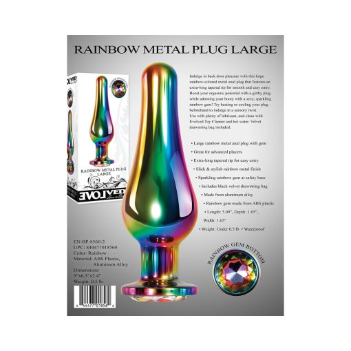 Evolved Rainbow Metal Anal Plug With Rainbow Gemstone Base Large - Image 7
