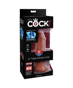 King Cock Plus 6 In. Triple Density Cock Realistic Dildo With Suction Cup Brown