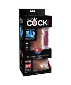 King Cock Plus 6.5 In. Triple Density Cock With Balls Realistic Suction Cup Dildo Tan