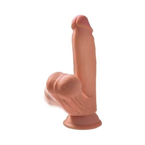King Cock Plus 7 In. Triple Density Cock With Swinging Balls Dildo Tan - Image 2