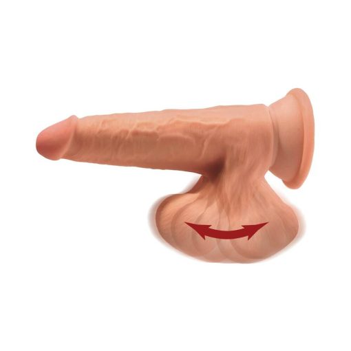 King Cock Plus 7 In. Triple Density Cock With Swinging Balls Dildo Tan - Image 4