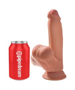 King Cock Plus 7 In. Triple Density Cock With Swinging Balls Dildo Tan