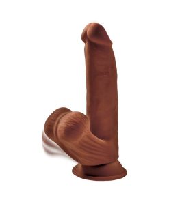 King Cock Plus 8 In. Triple Density Cock With Swinging Balls Dildo Brown